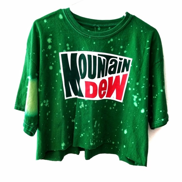 Mountain Dew Tops - Mountain Dew Bleached Graphic Cropped Tee
